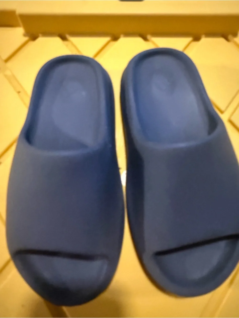Yeezy Men’s Slate Blue Slide Sandals - Cushioned Single-Piece Design